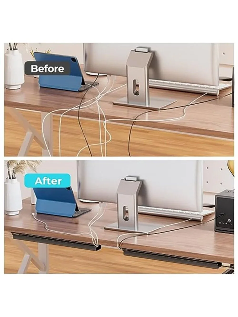 Under Desk Cable Management Tray Cord Organizer Wire Raceway Adhesive Black